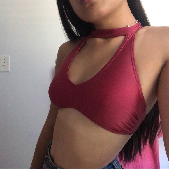 TiNi BiKiNi Cherry Red Top with Choker - Picture 2 of 4